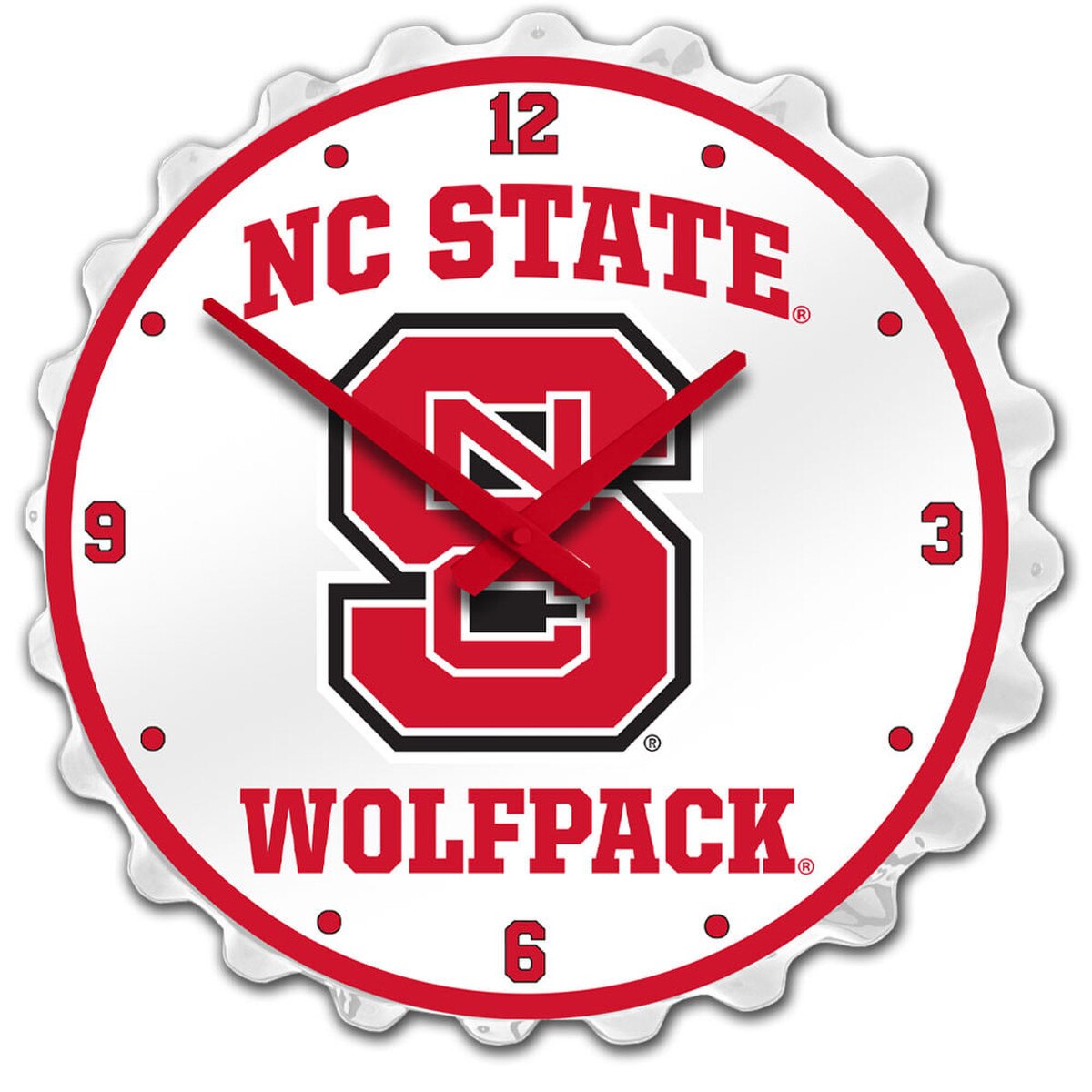 Bottle Cap Wall Clock - White/Red -